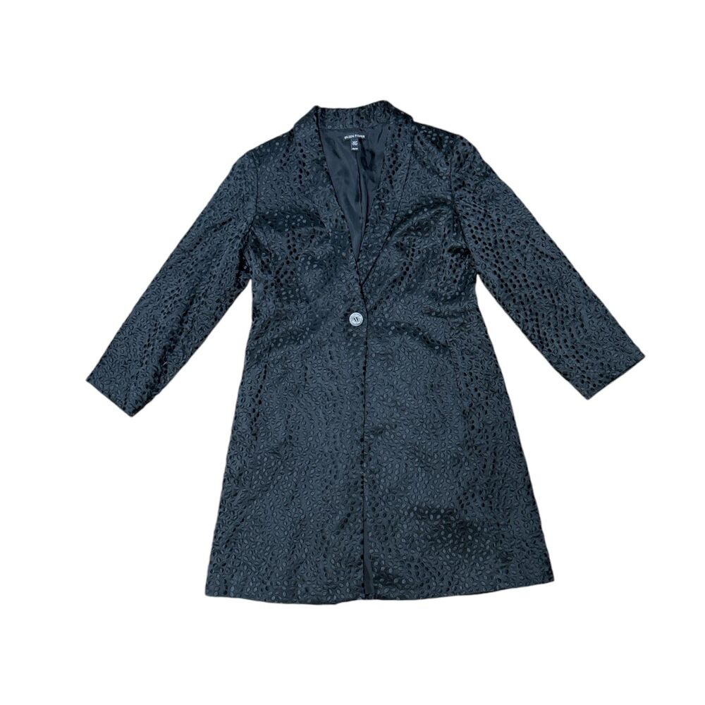 Eileen Fisher, Women's Black Silk Jacket, Embroidered Dots, XS, Used